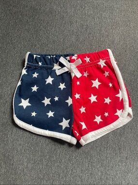 Girls' Star-Print Red & Navy Athletic Shorts with Bow